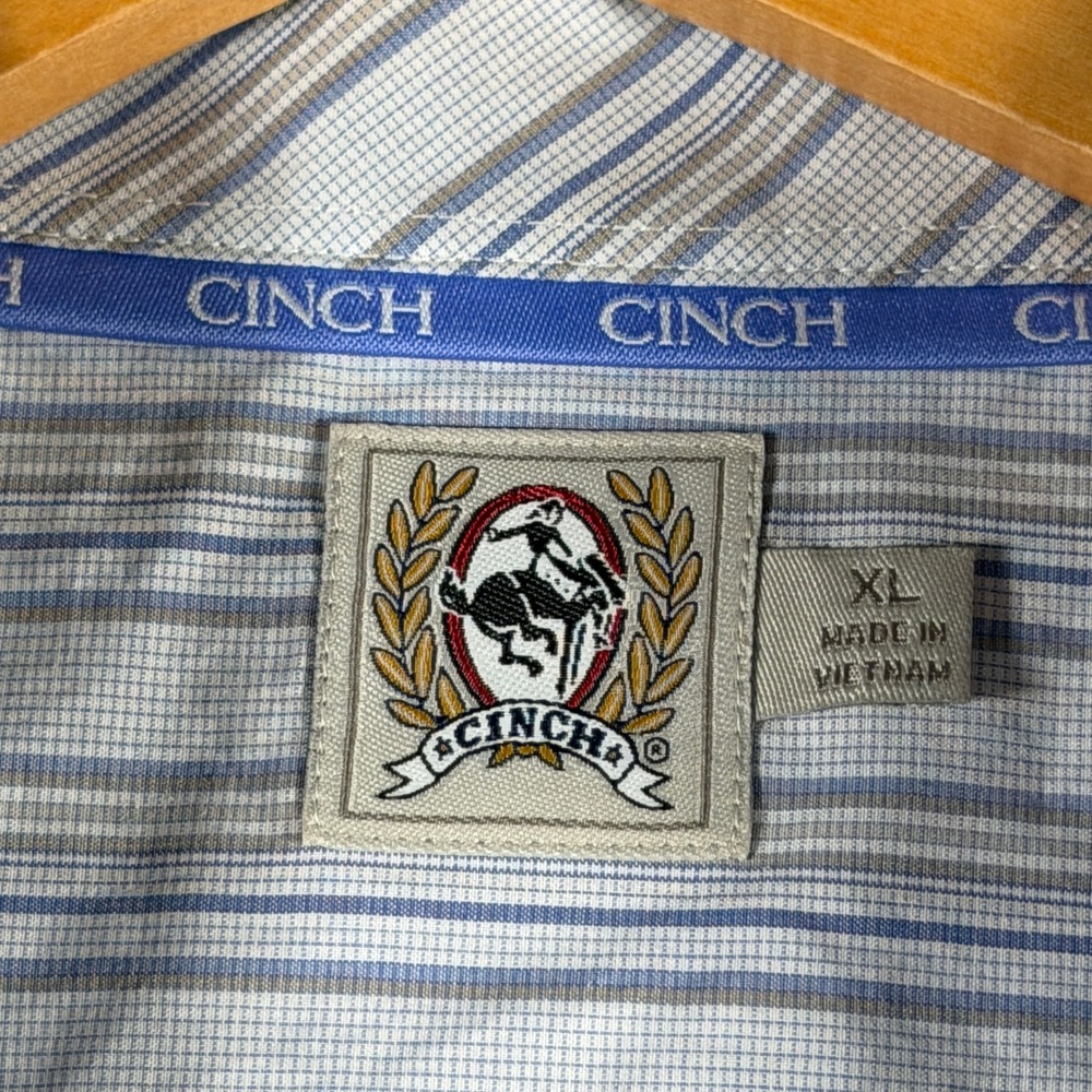 Cinch Mens Blue White Striped Western Button Down Shirt XL MT10321188 - Picture 6 of 13